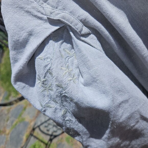 J JIll Unstructured Linen Jacket Womens M Sage Lagenlook Embroidered Vintage - Picture 16 of 16